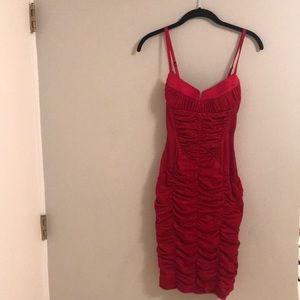 Red body con dress